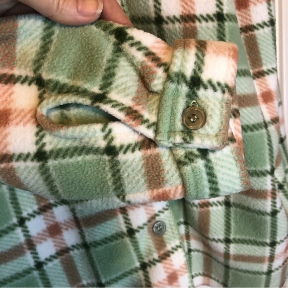 MAXWELL Womens Button Down Oversized Shirt/Shacket Green White Rust Size Small - Picture 7 of 7